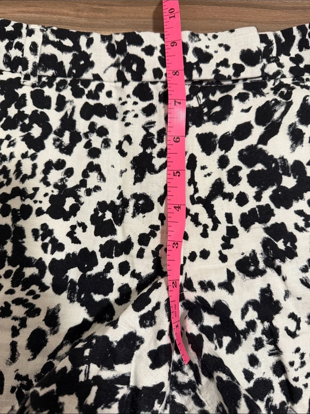 J CREW Scalloped Linen Cotton Animal Print Shorts Preppy Feminine Vacation Sz 8